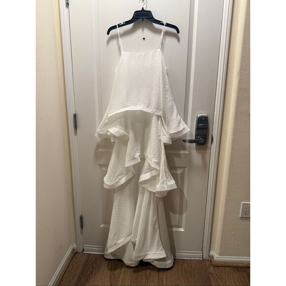 Elliatt Moss Tiered Embellished Gown White bachelorette wedding Bridal size S NW - Picture 6 of 11